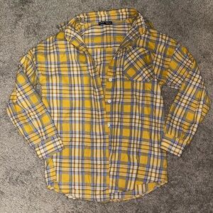 SHEIN Mustard and Blue Plaid Shirt